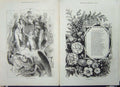 Original Old Antique Print 1871 New Years Wreath Poem Angels Winged Man 19th