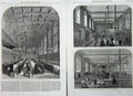 Antique Old Print 1862 School England Christ Hospital Grammar Dining Hall 19th