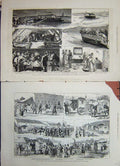Original Old Antique Print British National Society Transport 1876 War Servia