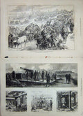 Old Antique Print War 1877 Mukhlis Pasha Tabia Giurgevo Theatre Refugees 19th
