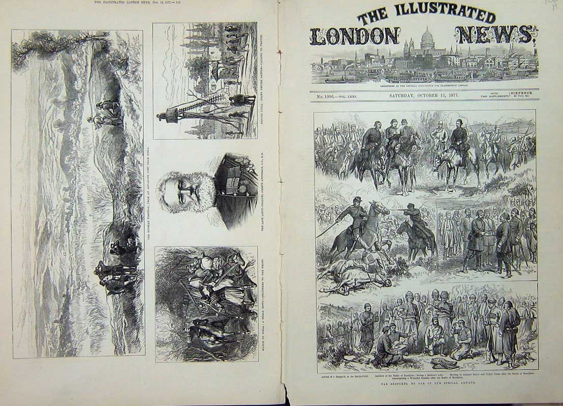 Antique Old Print War 1877 Battle Kaceljevo Joseph Anderson Biela Russian 19th