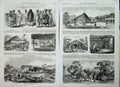 Original Old Antique Print 1856 Sierra Leone Sherbro Waterloo Market Freetown