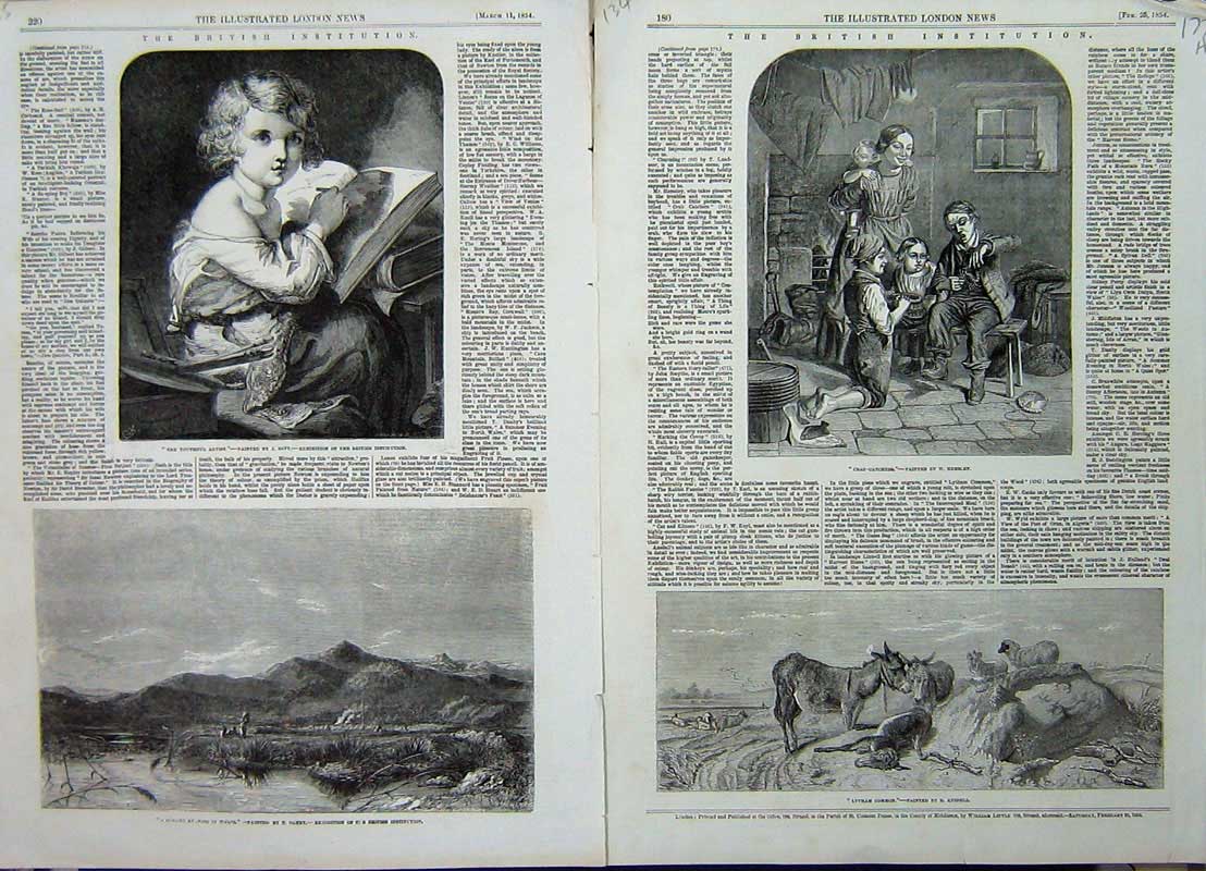 Old Antique Print 1854 Crab Catchers Lytham Common Little Girl Fine Art 19th
