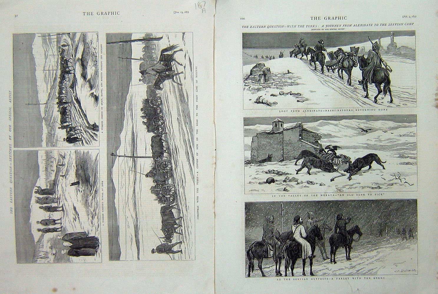 Original Old Antique Print 1877 Turkish Siers Sofia Balkans Alexinatz Morava