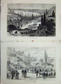 Original Old Antique Print 1877 War Horses Shumla Turkish Army Siers Mountains