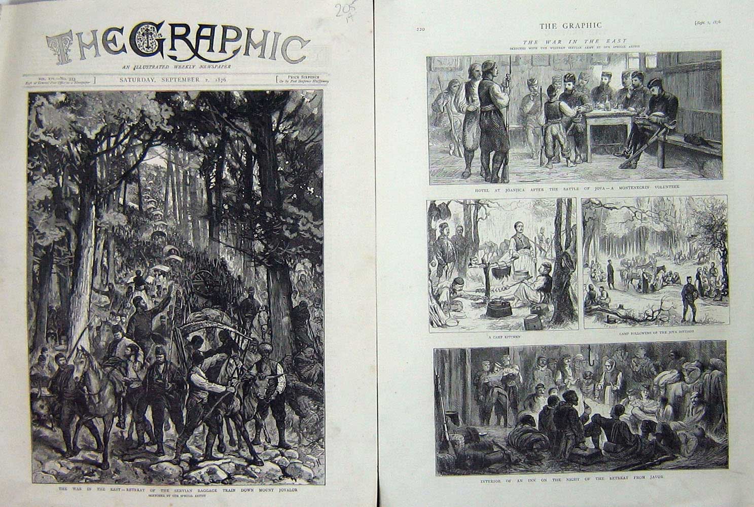 Old Antique Print 1876 War East Servian Baggage Train Jovalor Joanjica 19th