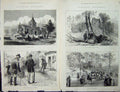 Old Antique Print Gladstone 1880 Castle Hawarden Church Village Street 19th