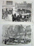 Original Old Antique Print 1863 Prince Wales Windsor Castle Curfew Tower Coach