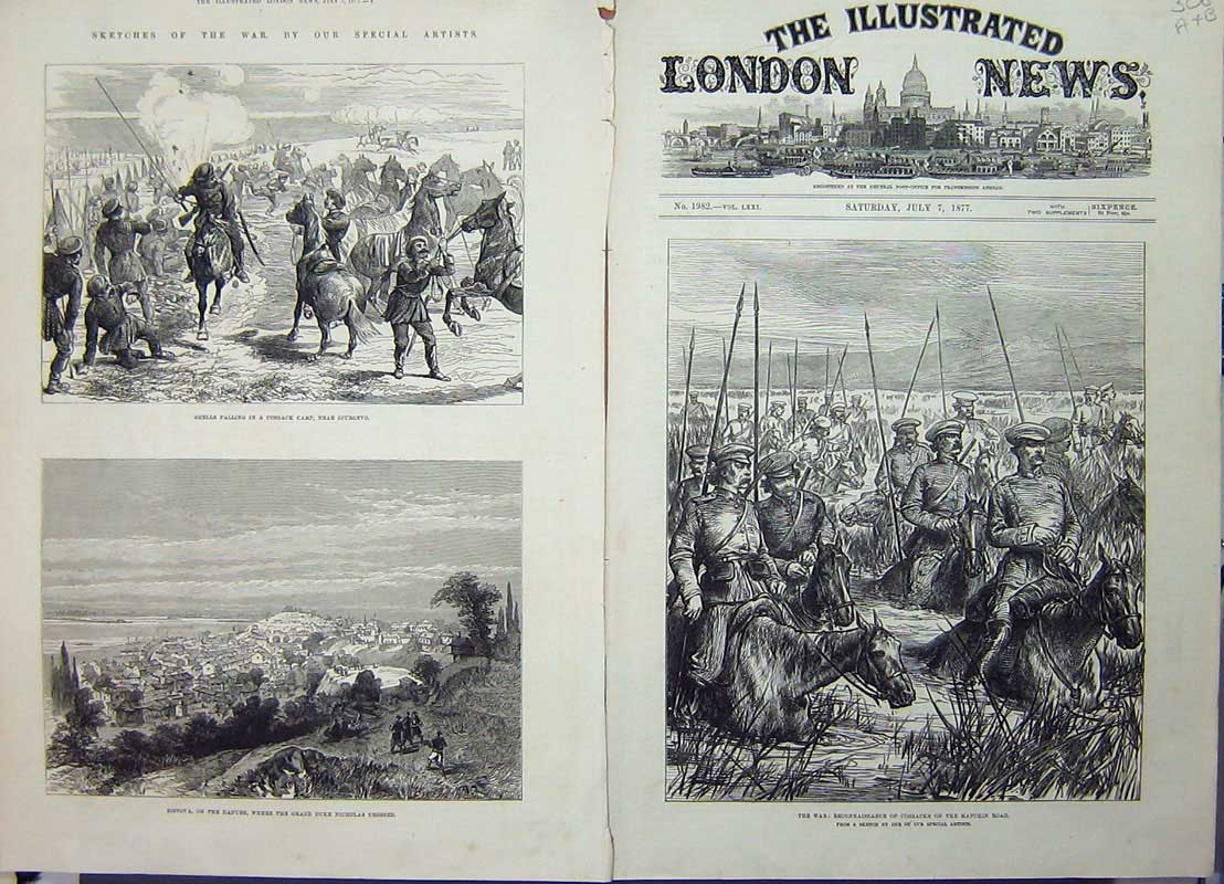 Old Antique Print 1877 War Cossacks Russia Fratesti Mohammedan Sistova 19th