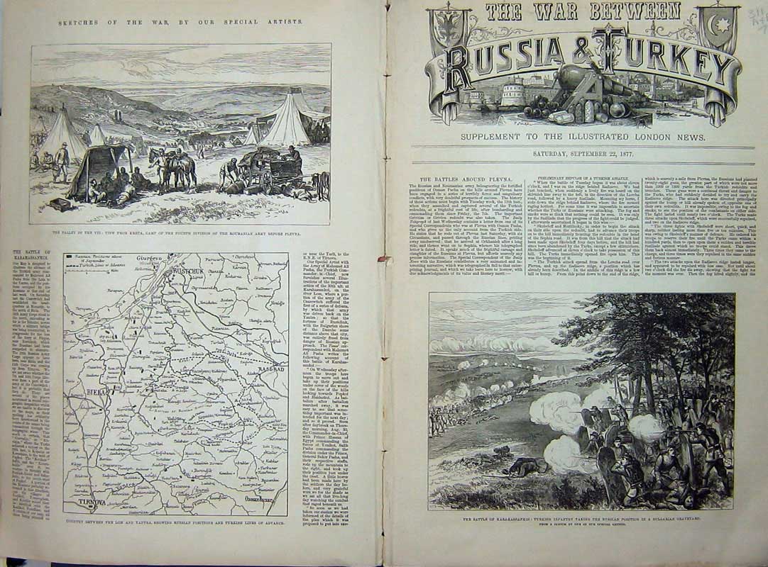 Old Antique Print 1877 War Russia Turkey Karahassankoi Kizila Ambulance 19th