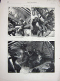 Original Old Antique Print 1871 Storm Bay Biscay Ship Chronometers Tiller Ropes