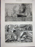Old Antique Print 1880 Ships Villa Franca Rupert Monarch India Dust Storm 19th