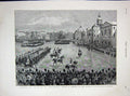 Original Old Antique Print 1887 Trooping Colours Horse-Guards Parade London Art