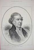 Original Old Antique Print 1882 Portrait Archbishop Canterbury Church Victorian
