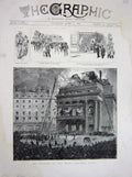 Old Antique Print 1887 Burning Opera Comique Paris France Fire Boieldieu 19th