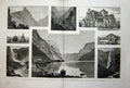 Original Old Antique Print 1878 Norway Romsdalshorn Cathedral Church Maarkefos