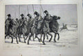 Original Old Antique Print 1876 Cossacks March Horses War Siers Hodgson Art