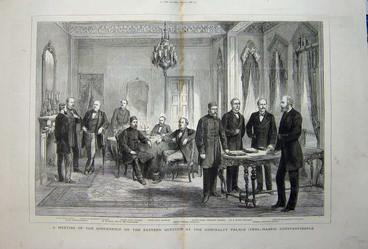 Antique Old Print Admiralty Palace Constantinople Zichy Elliot Corti 1877 19th