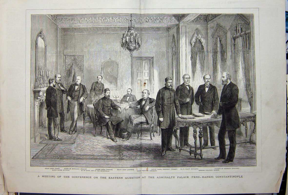 Antique Old Print 1877 Admiralty Palace Constantinople Zichy Corti Elliot 19th
