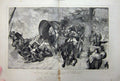 Original Old Antique Print 1876 Stampede Tesica Horses Waggons Turks War Art