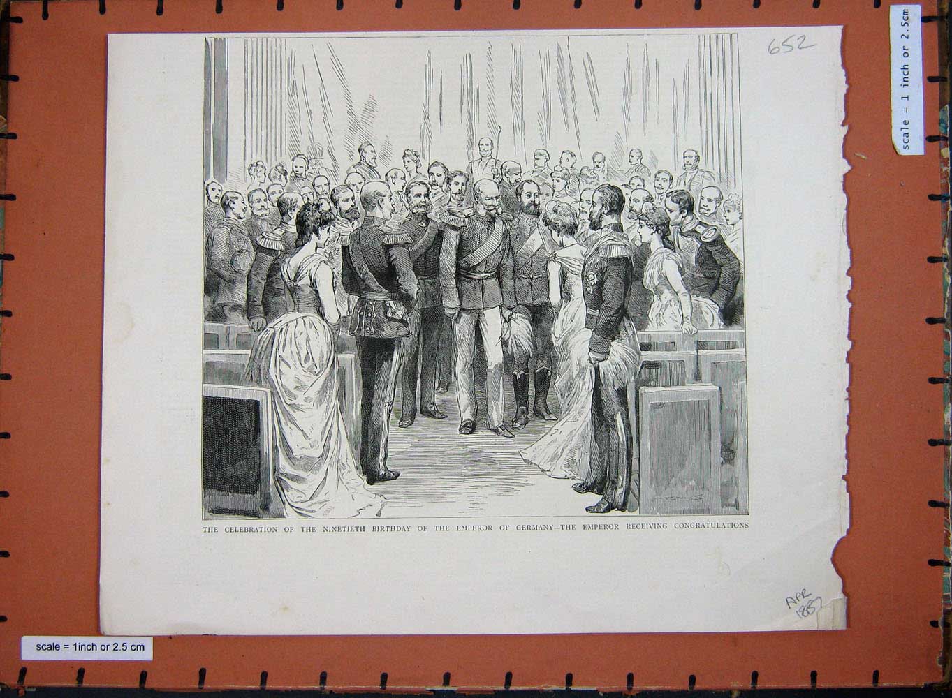 Original Old Antique Print 1887 Celebration Ninetieth Birthday Emperor Germany