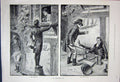 Old Antique Print 1891 St Valentines Day Romance House Window Man Stool 19th