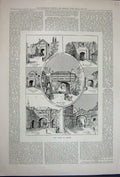 Original Old Antique Print 1891 View Gates Quebec Palace Prescott Hope St Johns
