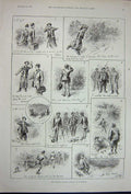 Original Old Antique Print 1891 Tourists Perugia Florence Men Country Victorian