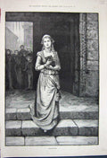 Original Old Antique Print 1891 Marguerite Beautiful Lady Woman Art Victorian