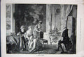Original Old Antique Print 1891 Wealthy Patient Man Ladies Table House Art 19th
