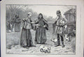 Original Old Antique Print 1891 Men Monks Pig Donkey Tramp Country Farm 19th