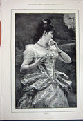 Original Old Antique Print 1891 Fine Art Beautiful Lady Woman Dress Fashion