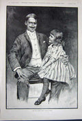 Old Antique Print 1891 Hindley Fine Art Little Girl Man Sitting Knee Joke 19th