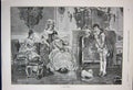 Original Old Antique Print 1891 Romance Man Women Ladies Puppy Dog House 19th