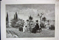 Original Old Antique Print 1891 Fine Art Beautiful Ladies Women Country Garden