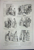 Original Old Antique Print 1891 Illustrations Story Family Children Victorian