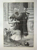 Original Old Antique Print 1891 Roman Idil Man Woman Romance Fine Art 19th