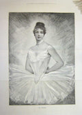 Original Old Antique Print 1891 Portrait Beautiful Lady Woman Coryphee 19th