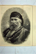 Original Old Antique Print C1880 Portrait Bearded Man Hat Fine Art Victorian