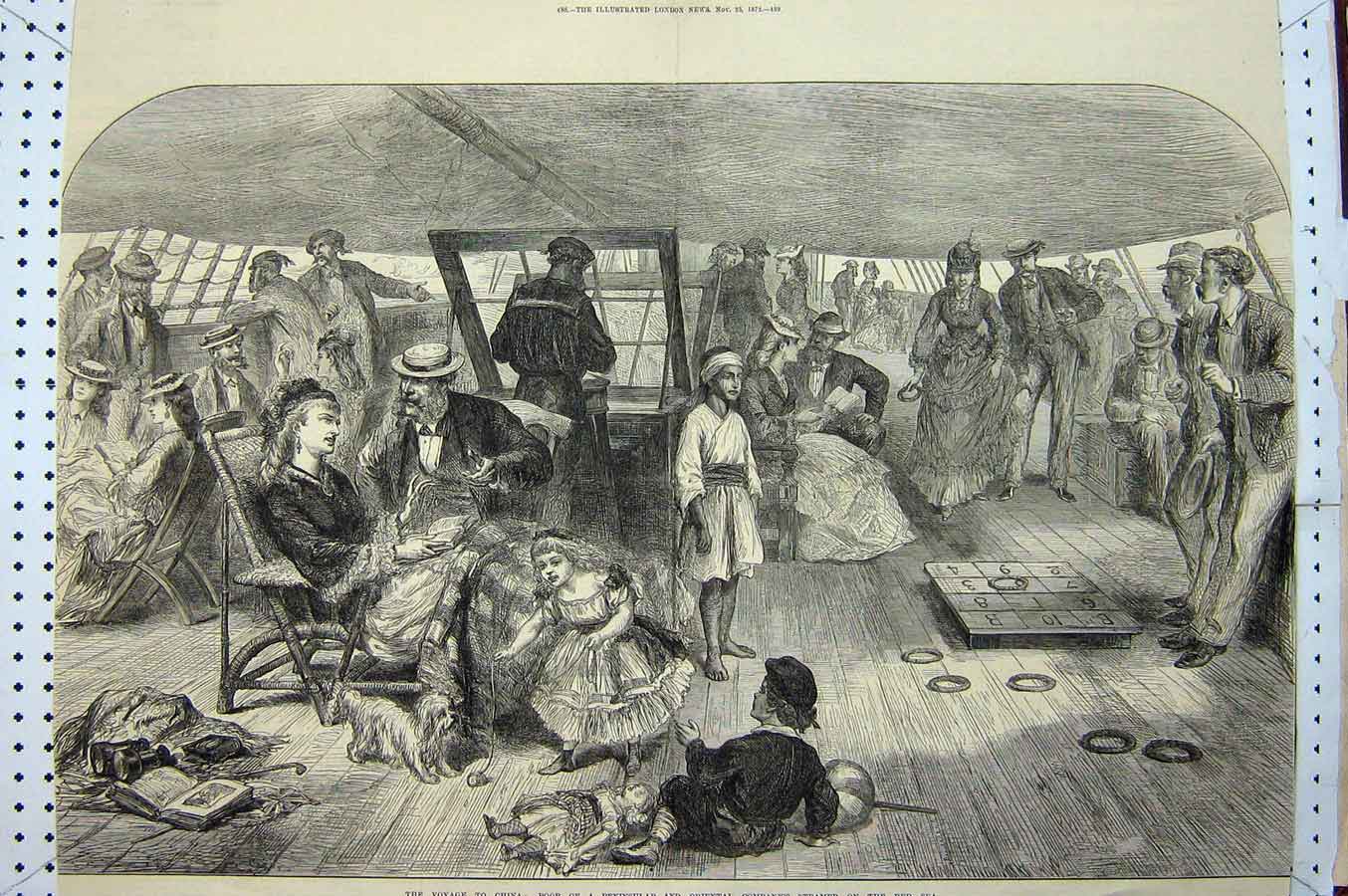Old Antique Print 1872 Peninsular Oriental Steamer Ship Red Sea Passenger 19th