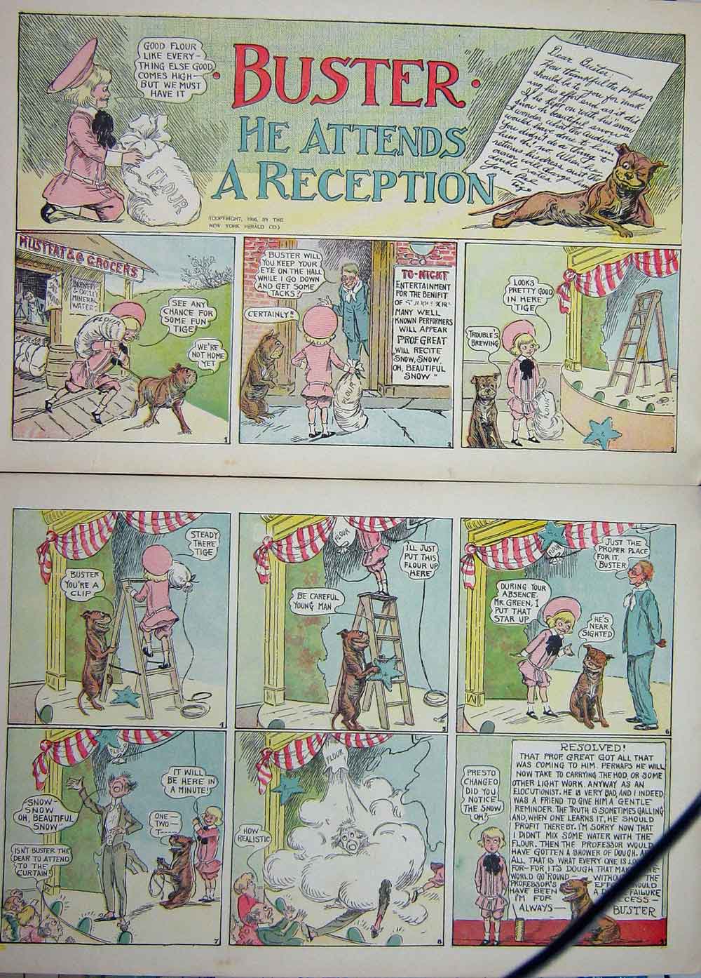 Old Antique Print Foxy Grandpa Cartoon 1906 Buster Entertainment Stage 20th