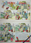 Original Old Antique Print Buster Brown Fountain Dog Foxy Grandpa Cartoon 1908