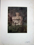 Original Old Vintage Print C1950 Colour Castle Church Santa Maria Florence 20th