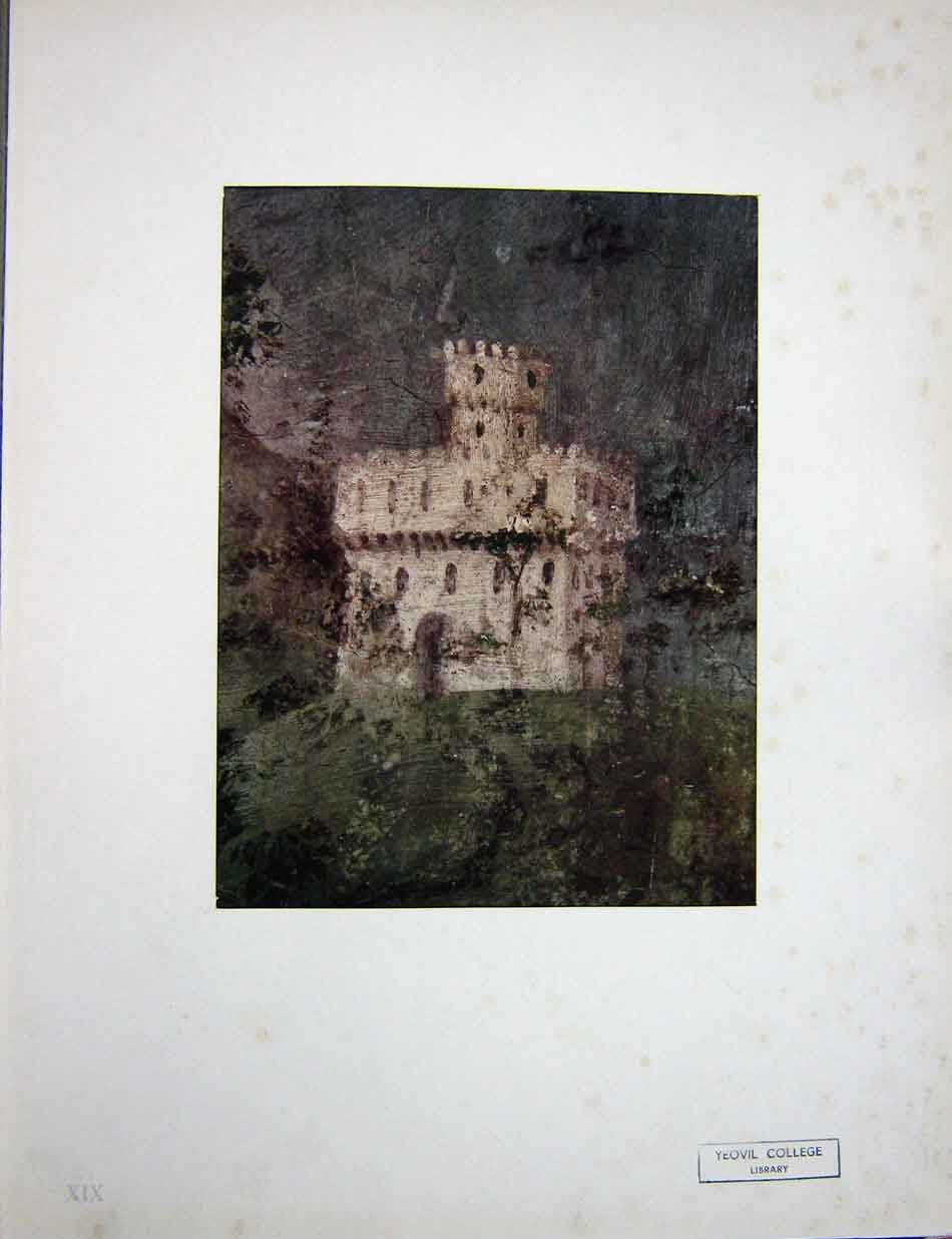 Original Old Vintage Print C1950 Colour Castle Church Santa Maria Florence 20th