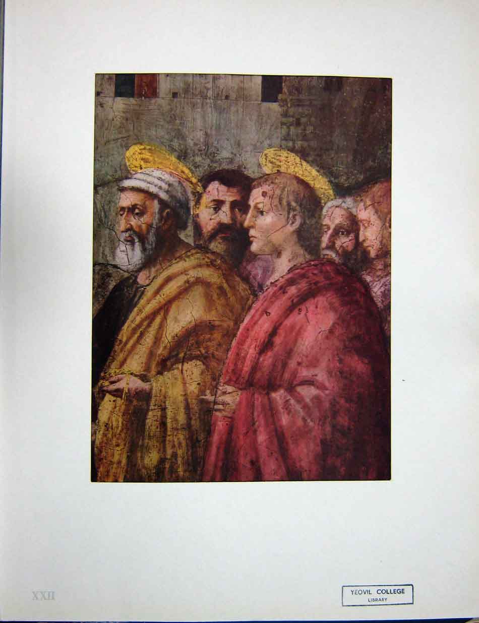 Original Old Vintage Print C1950 Colour St Peter John Faithfull People Bible