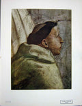 Original Old Vintage Print C1950 Colour Portrait Head St Peter Enthroned Bible