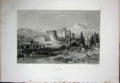 Old Antique Print C1890 Holy Bible View Pergamos Ruins Castle Mountains 19th