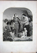 Original Old Antique Print C1890 Holy Bible Scene Alms-Deeds Dorcas Children