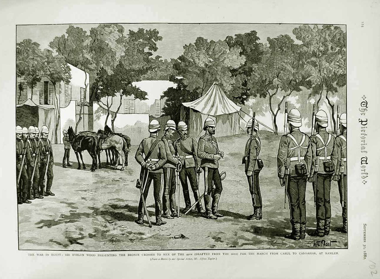 Original Old Antique Print 1882 War Egypt Evelyn Wood Cross Siers Cabul Ramleh
