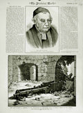 Old Antique Print 1882 Dr. Pusey War Egypt Alexandria Fort Pharos Shell 19th